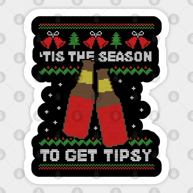 'Tis The Season To Get Tipsy Funny Ugly Christmas Sticker by NerdShizzle